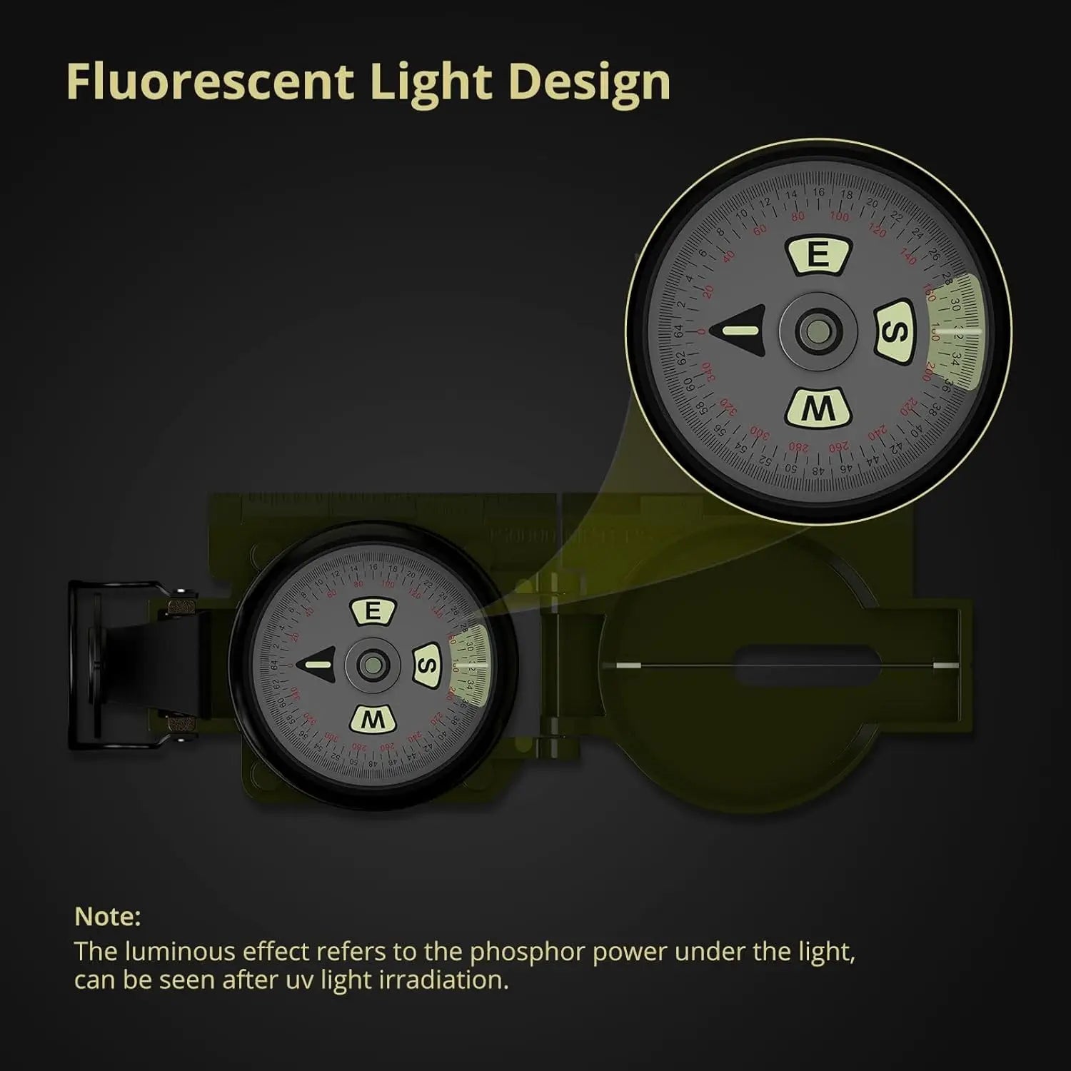 Military Lensatic Compass – Waterproof Hiking Compass with Clinometer