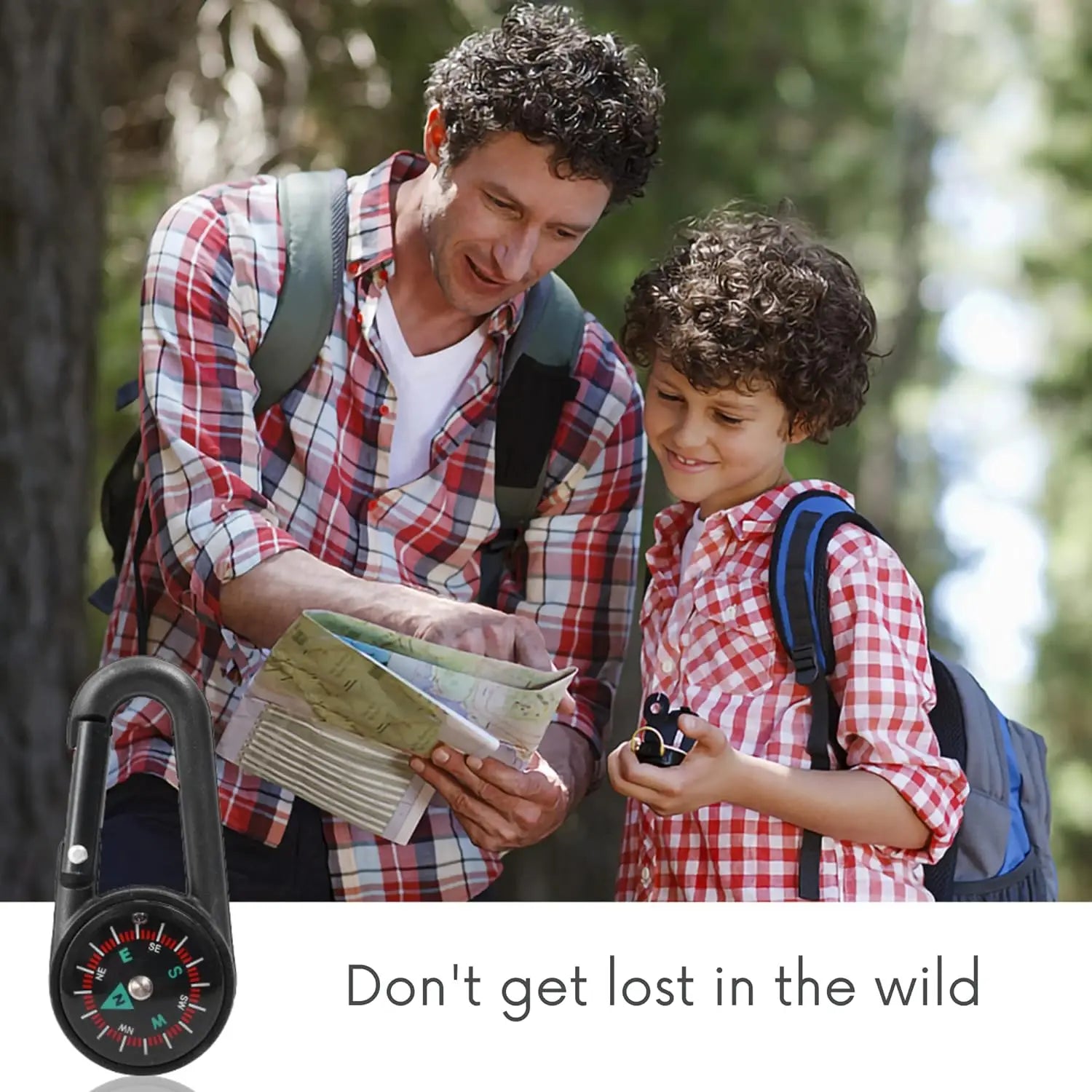 3-in-1 Compass Thermometer Carabiner – Outdoor Hiking Survival Tool