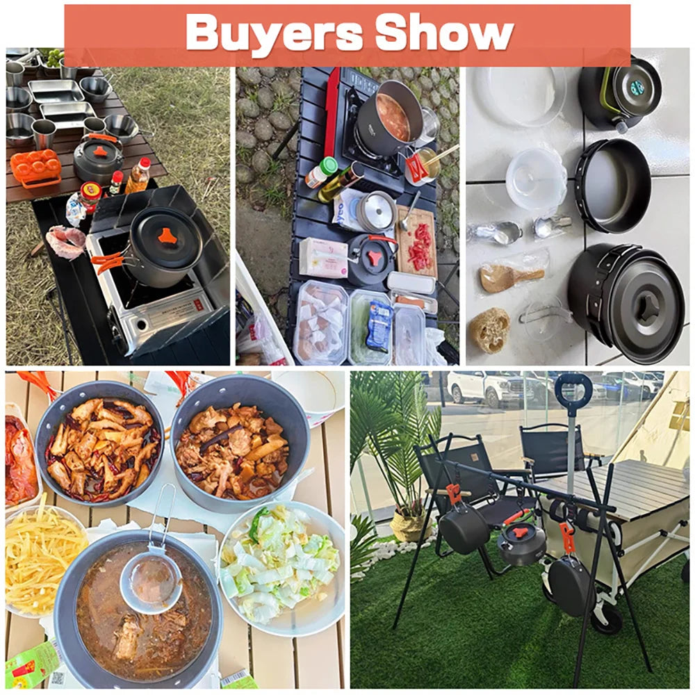 Camping Cookware Set – Non-Stick Teapot & Pots for 2–3 People