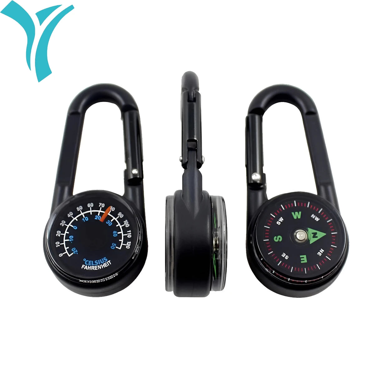 3-in-1 Compass Thermometer Carabiner – Outdoor Hiking Survival Tool