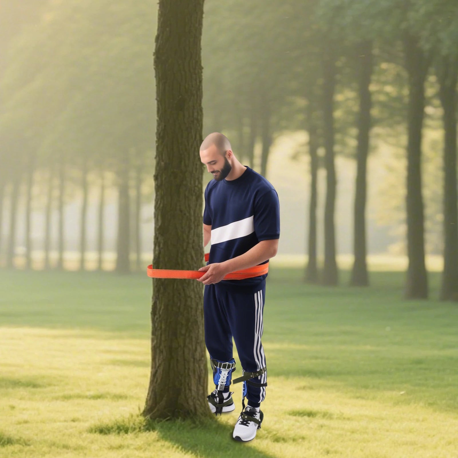 Adjustable Blue Tree Climbing Spikes with Straps – 150kg Load