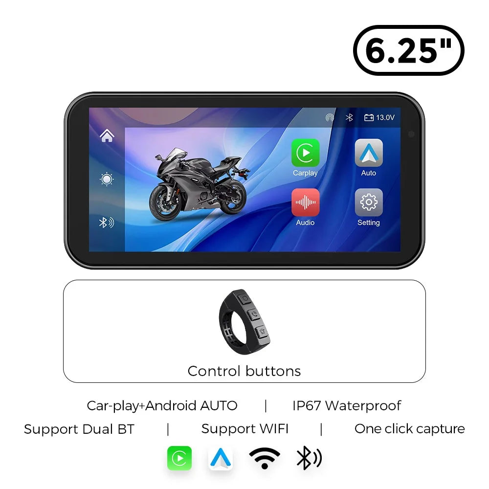 NaviFly 6.25" Wireless CarPlay & Android Auto – Motorcycle Navigation Display