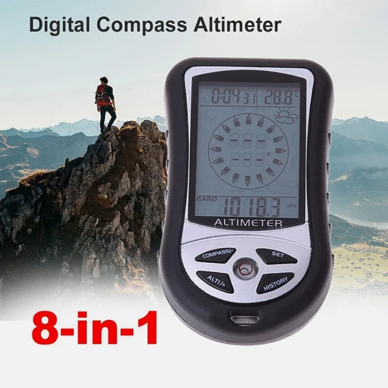 8-in-1 Multifunction Outdoor Meter – Altimeter, Compass & Weather Gauge