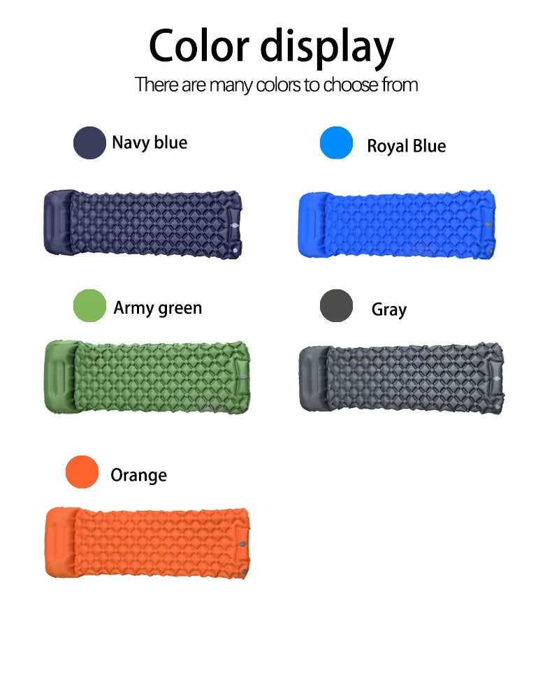 Inflatable Camping Mattress – Ultralight Sleeping Pad with Built-In Pillow