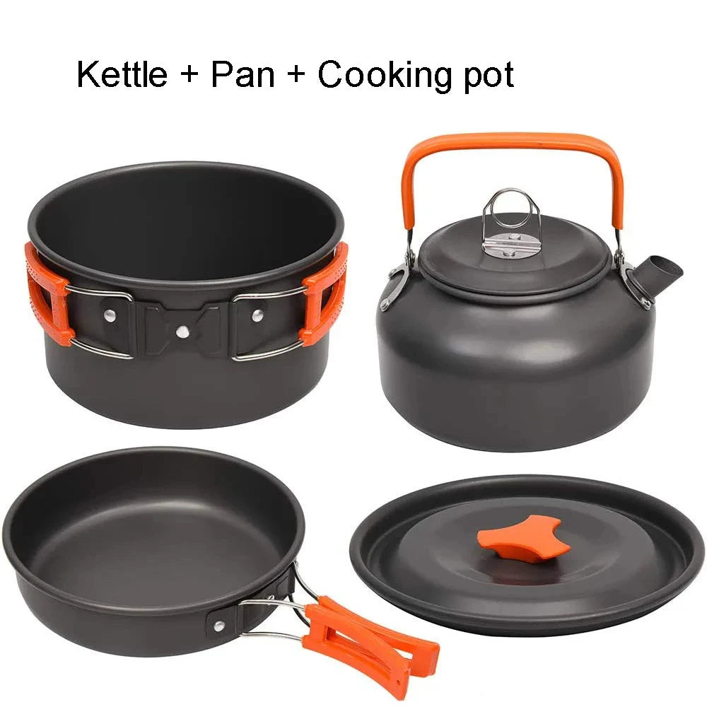 Camping Cookware Set – Non-Stick Teapot & Pots for 2–3 People