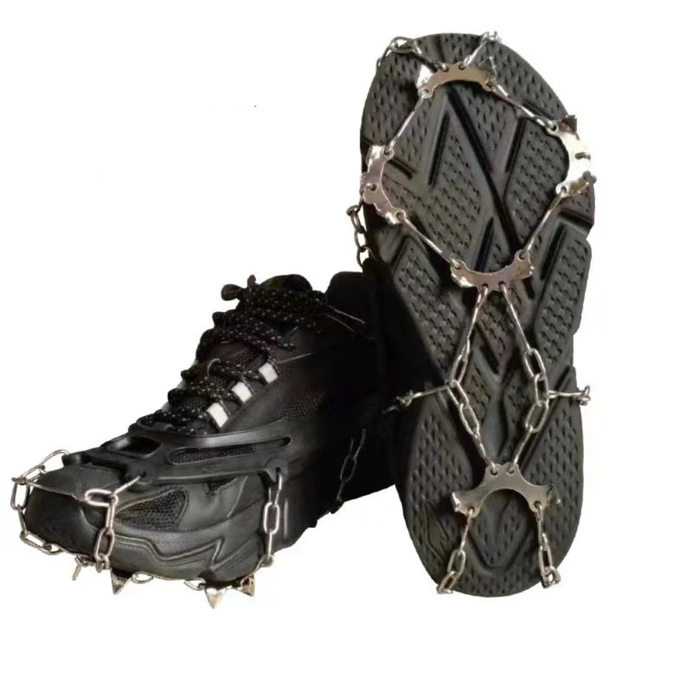 10-Tooth Stainless Steel Chain Crampons – Non-Slip Mountaineering Shoe Covers