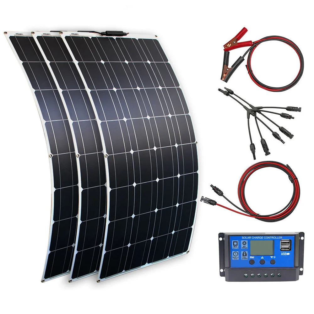 DGSUNLIGHT Portable Solar Panel – 100/200W Flexible Monocrystalline 12V