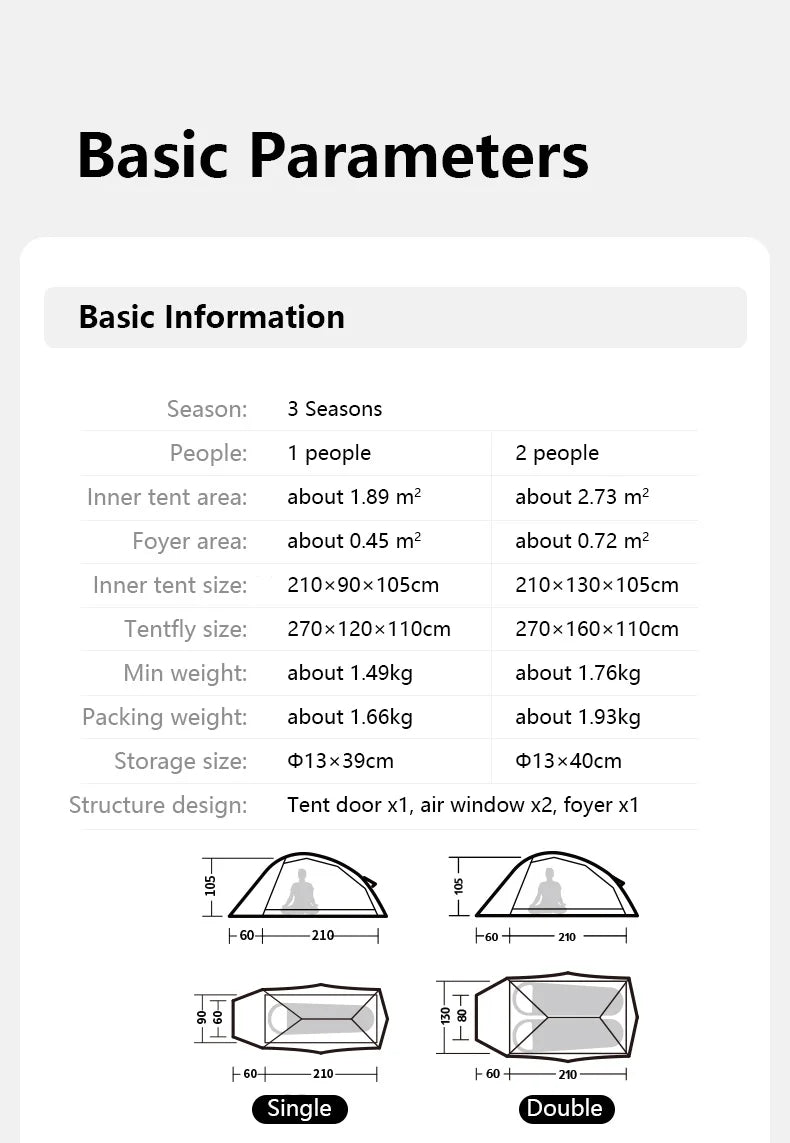Naturehike Cloud Up 2-Person Ultralight Tent – Waterproof Camping & Hiking
