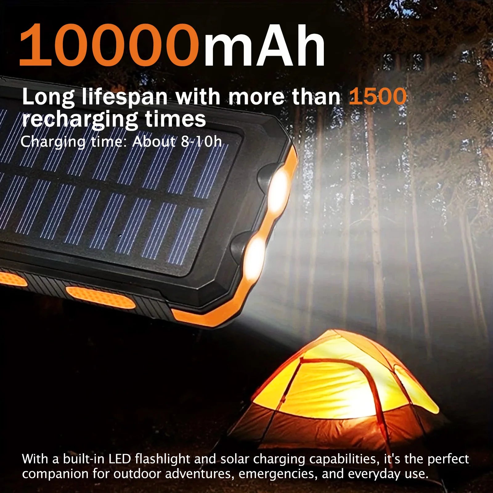 20000mAh Portable Solar Power Bank – Dual USB & LED Flashlight