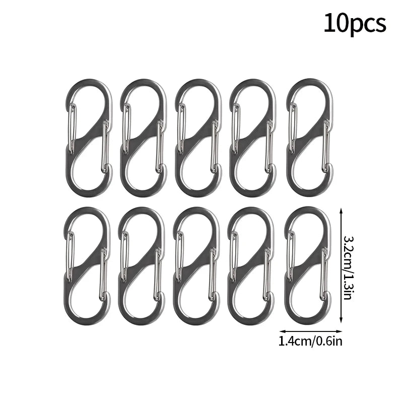 5PCS Tactical S-Type Carabiners – Aluminum Alloy Mini Keychain Hooks