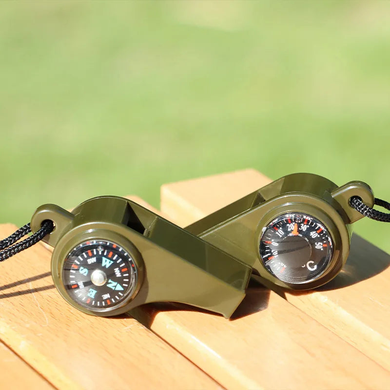 3-in-1 Survival Whistle – Compass & Thermometer for Outdoor Activities