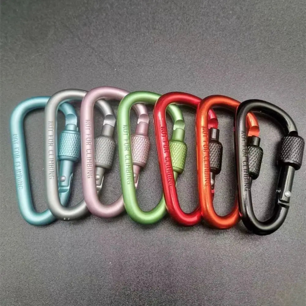 Aluminum Alloy D-Shape Carabiner – Locking Keychain Hook for Hiking