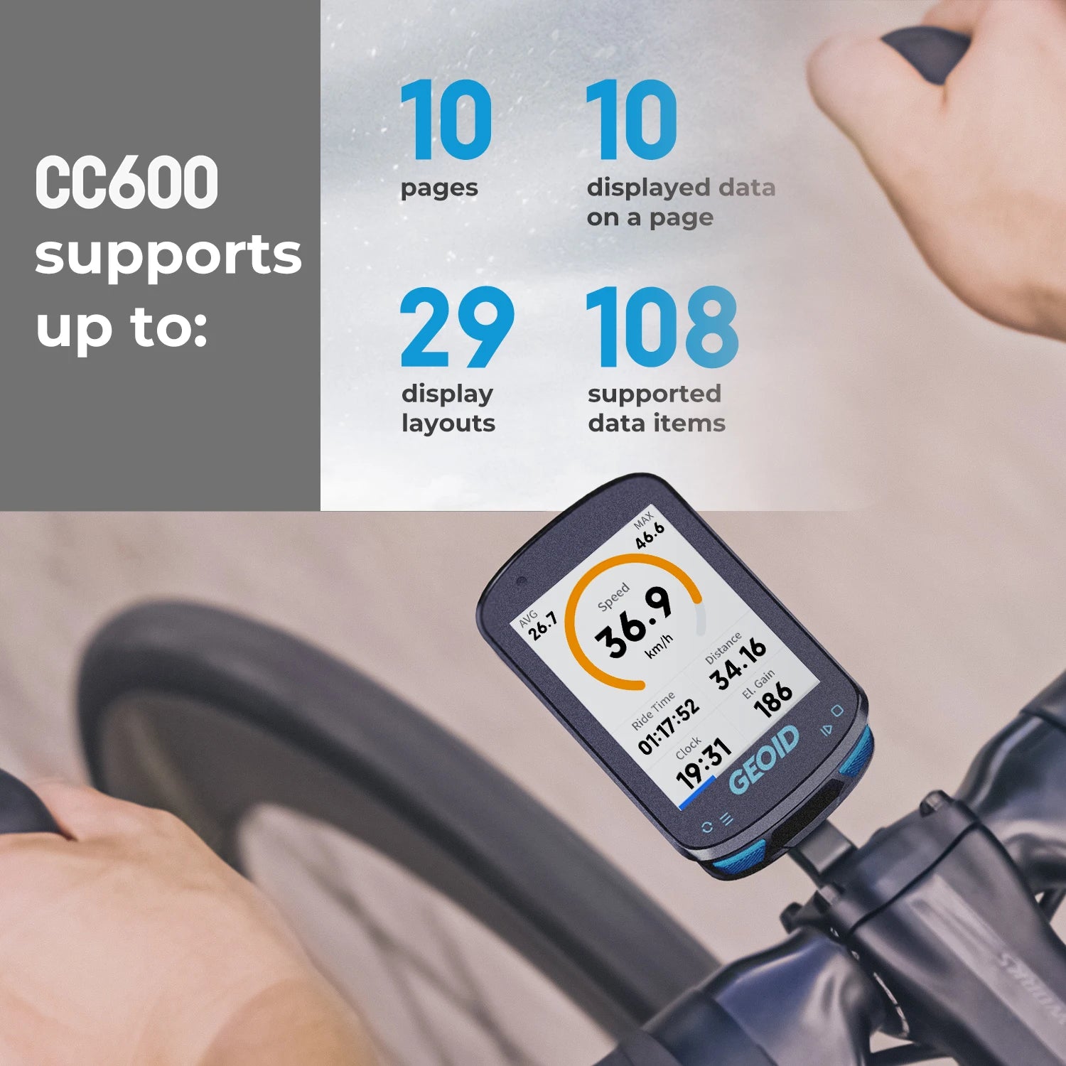 GEOID CC600 Bike Computer – Smart GPS Speedometer with Wireless Navigation