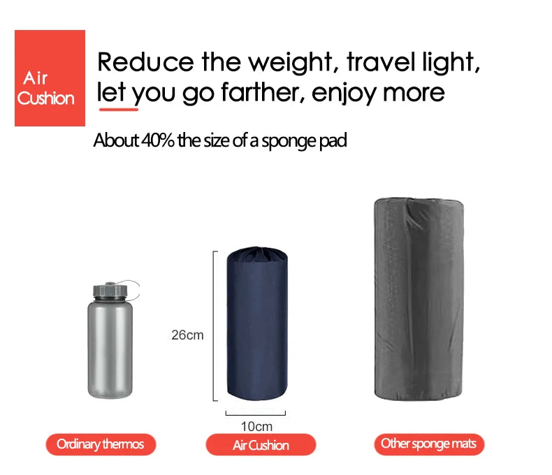 Inflatable Camping Mattress – Ultralight Sleeping Pad with Built-In Pillow