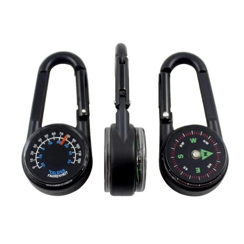 3-in-1 Compass Thermometer Carabiner – Outdoor Hiking Survival Tool