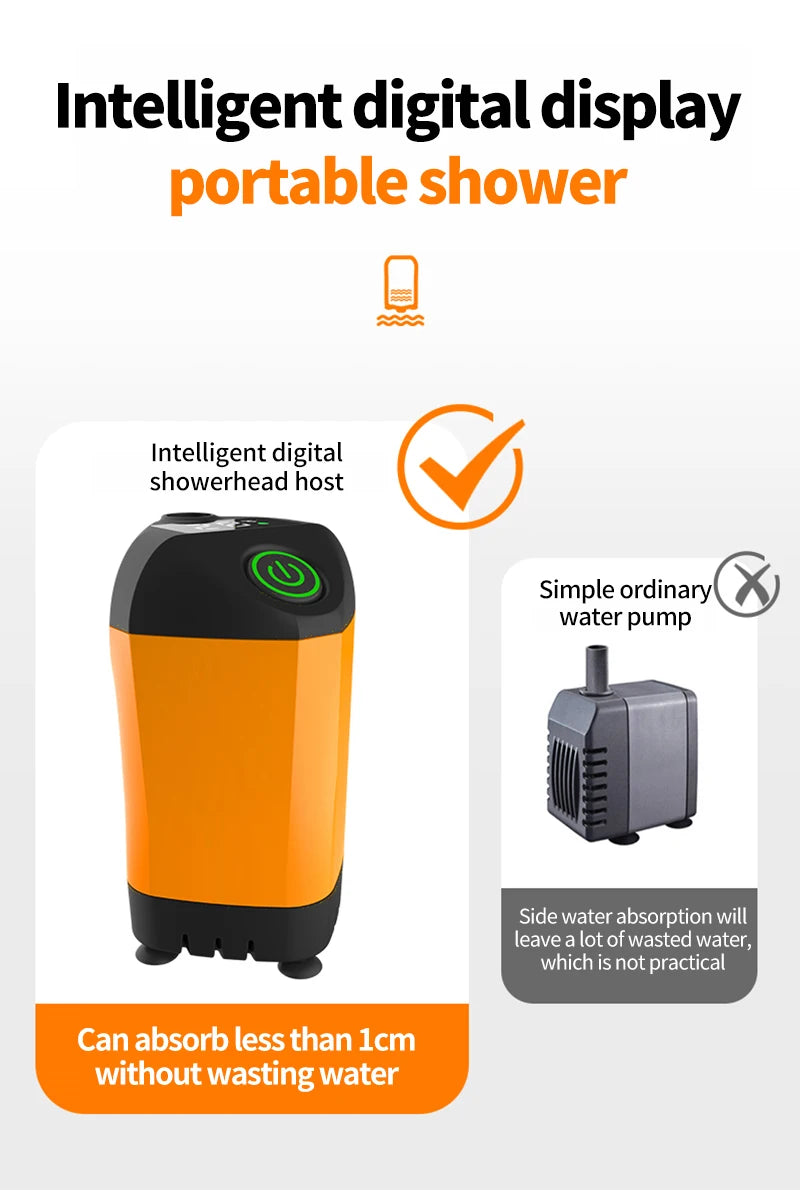 Portable USB Rechargeable Electric Shower Pump – Waterproof Camping Shower