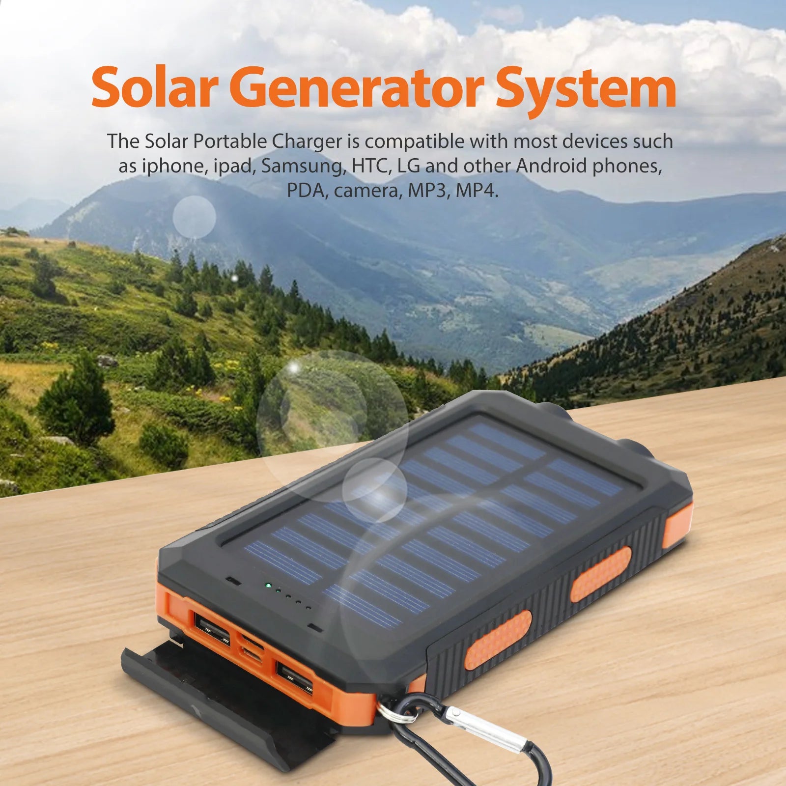 20000mAh Portable Solar Power Bank – Dual USB & LED Flashlight