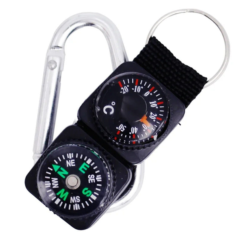 Mini Keychain Compass – Multifunction Outdoor Survival Thermomete