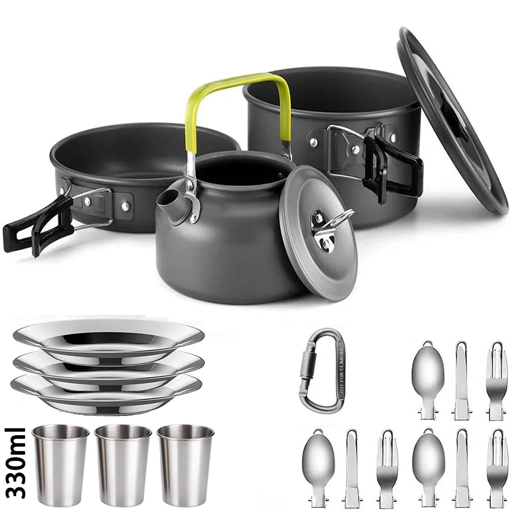 Camping Cookware Set – Non-Stick Teapot & Pots for 2–3 People