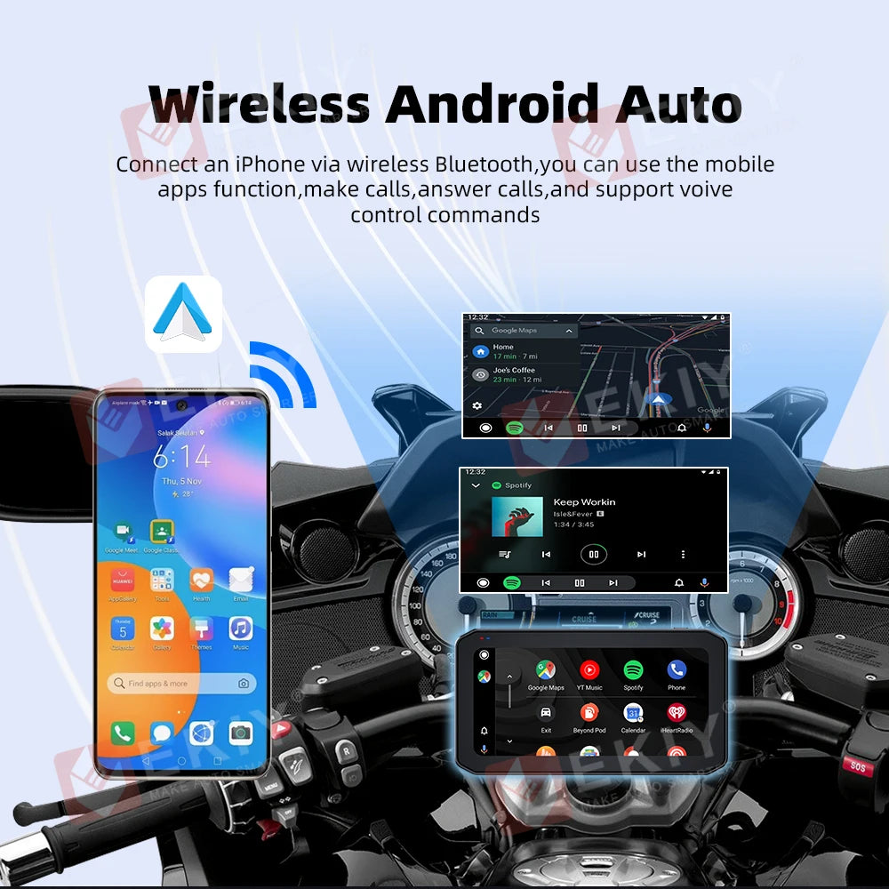 EKIY 6.25" Wireless CarPlay & Android Auto – Motorcycle GPS Dashboard