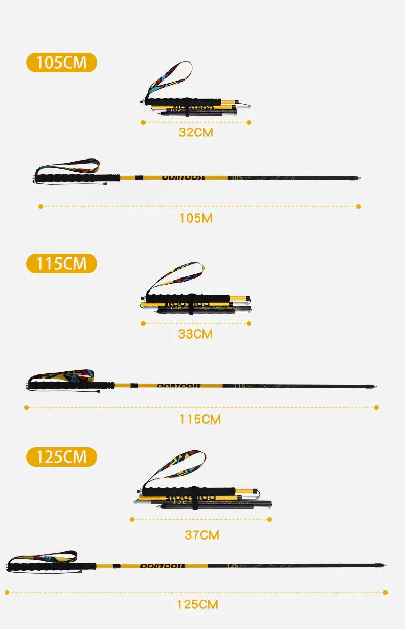 3K Carbon Fiber Folding Trekking Poles – Lightweight Hiking & Mountaineering Sticks