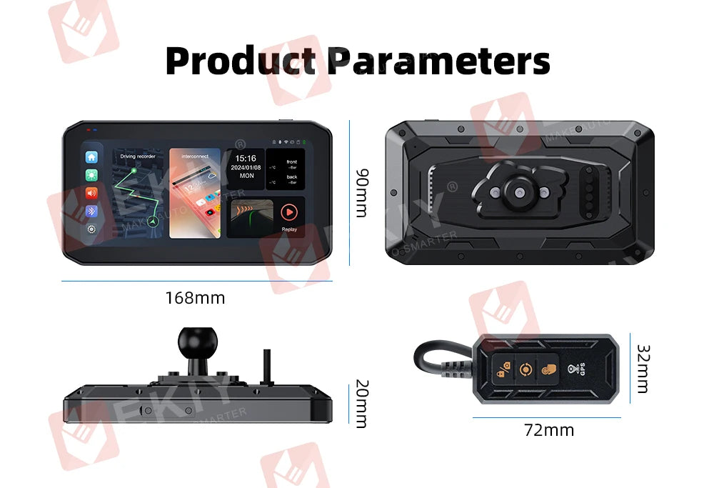 EKIY 6.25" Wireless CarPlay & Android Auto – Motorcycle GPS Dashboard