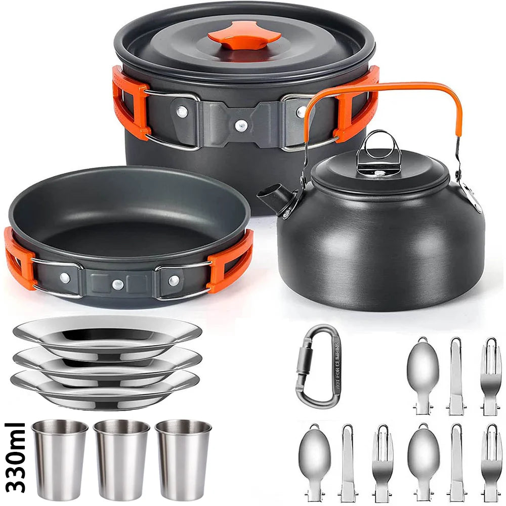 Camping Cookware Set – Non-Stick Teapot & Pots for 2–3 People