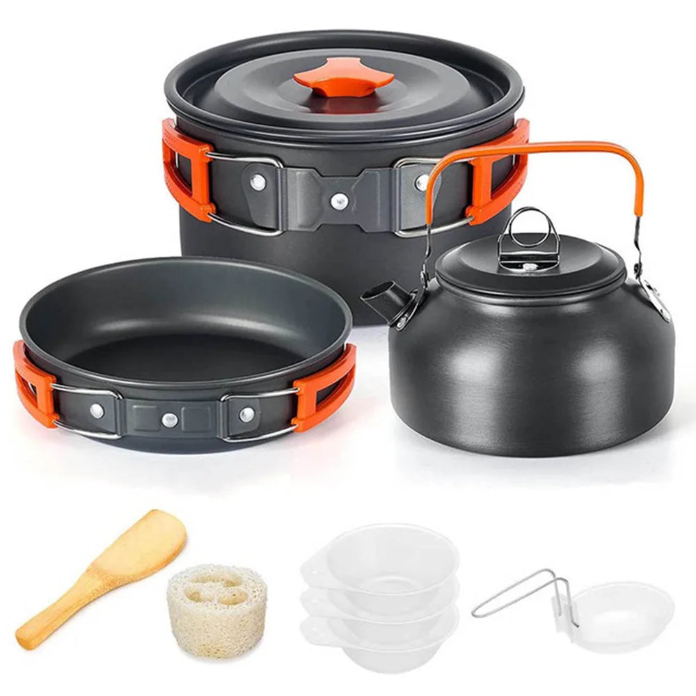 Camping Cookware Set – Non-Stick Teapot & Pots for 2–3 People