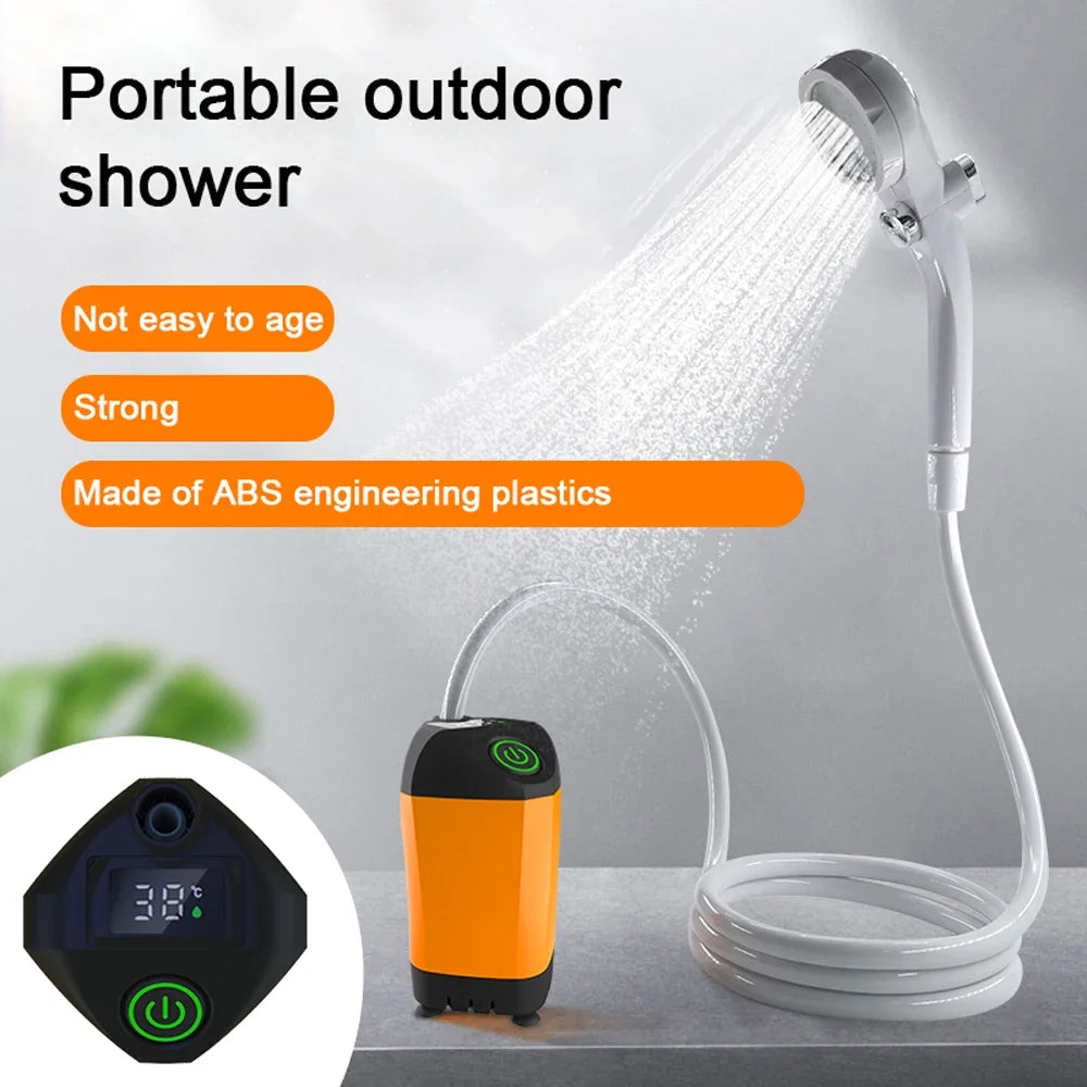 Portable USB Rechargeable Electric Shower Pump – Waterproof Camping Shower