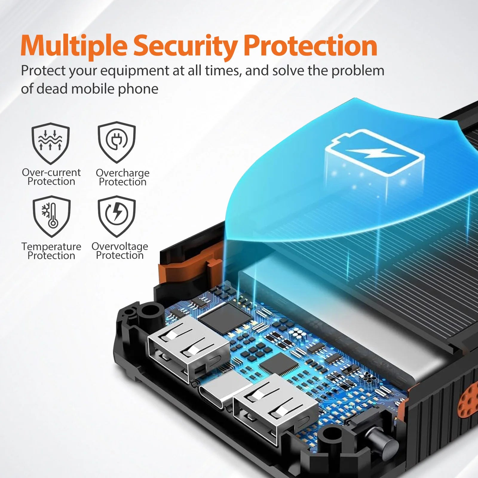 20000mAh Portable Solar Power Bank – Dual USB & LED Flashlight