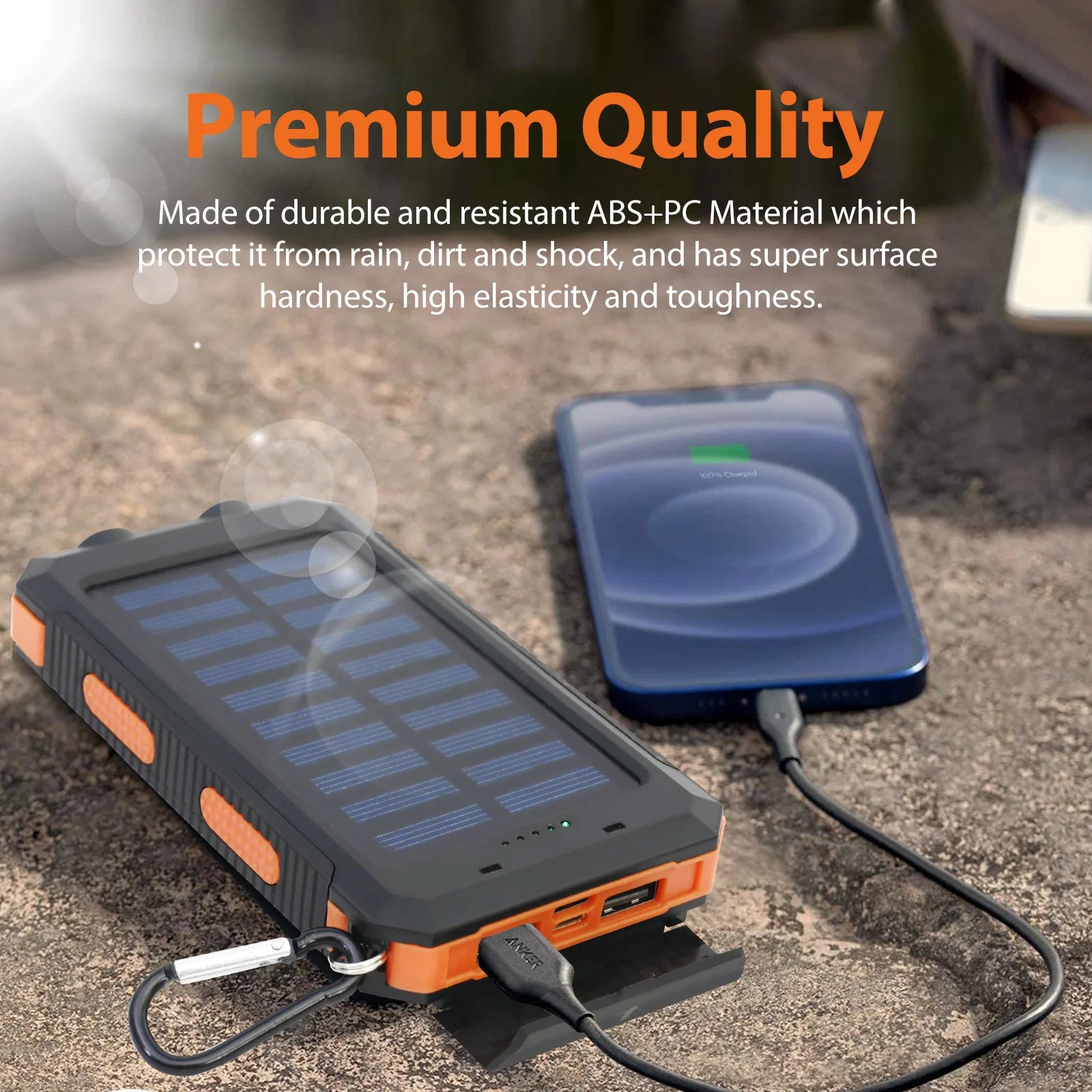 20000mAh Portable Solar Power Bank – Dual USB & LED Flashlight