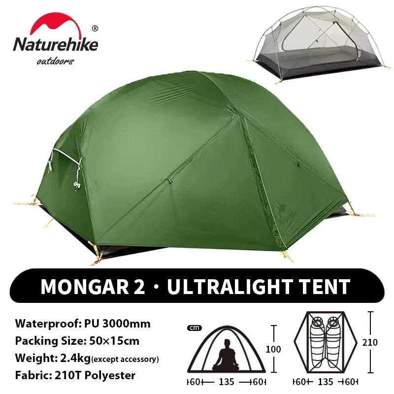 Naturehike Mongar UL 2 – Ultralight 2-Person Waterproof Backpacking Tent