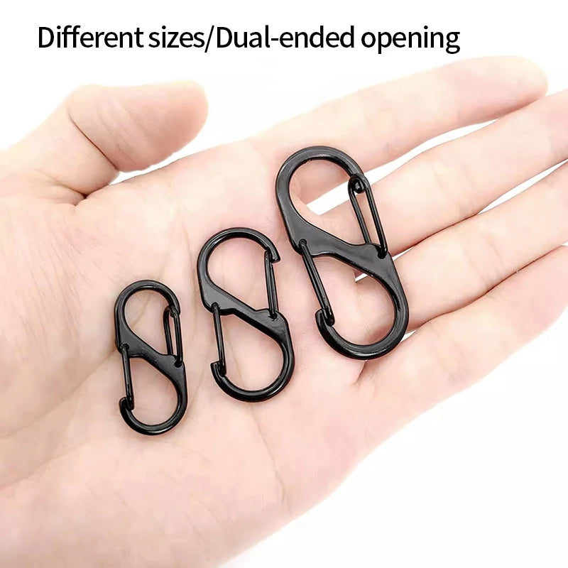 5PCS Tactical S-Type Carabiners – Aluminum Alloy Mini Keychain Hooks