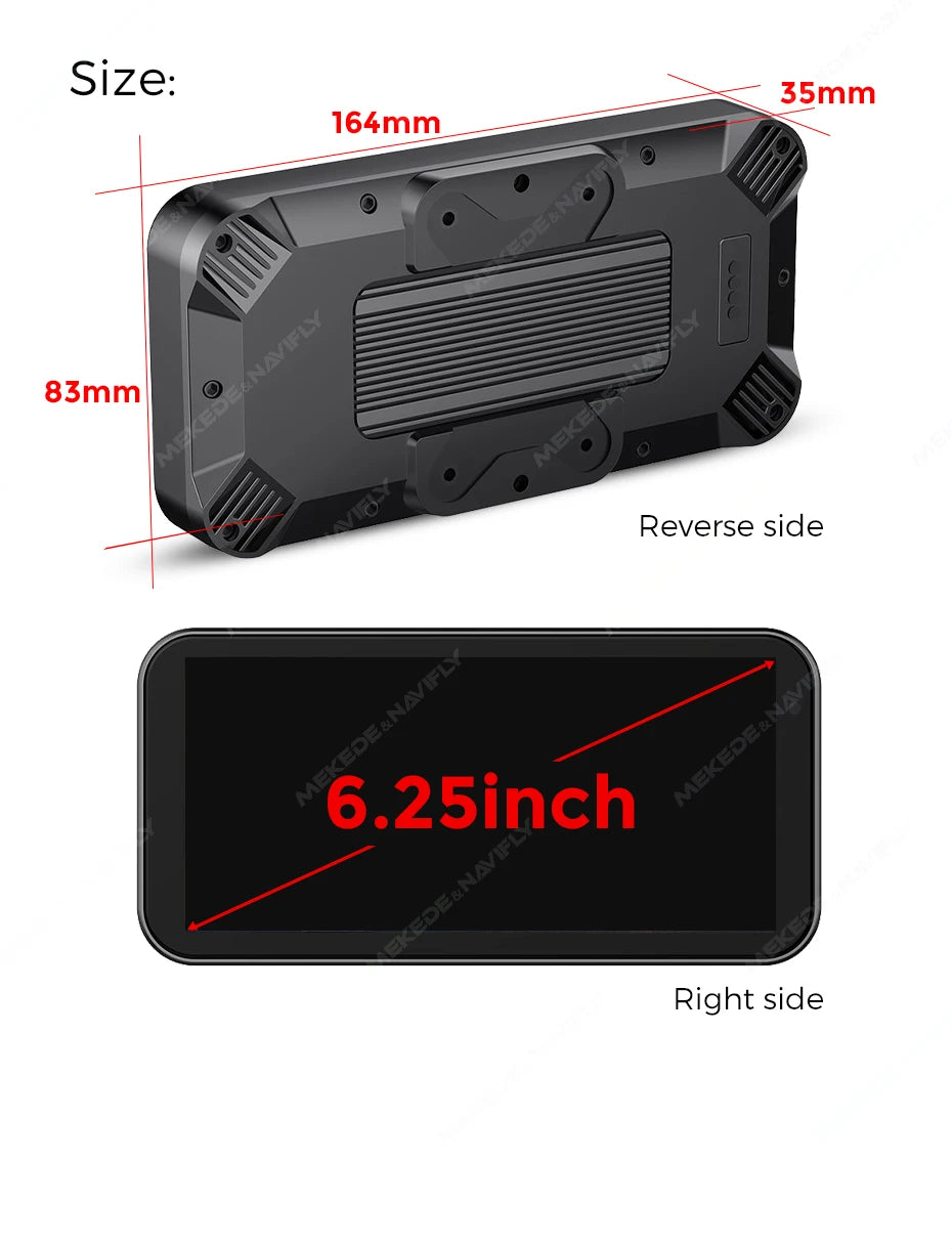 NaviFly 6.25" Wireless CarPlay & Android Auto – Motorcycle Navigation Display