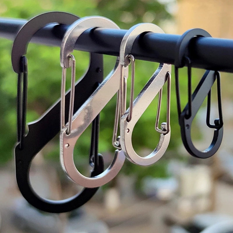 5PCS Tactical S-Type Carabiners – Aluminum Alloy Mini Keychain Hooks