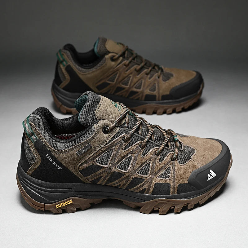 HIKEUP Men’s Hiking Shoes – Breathable Lace-Up Trekking Sneakers