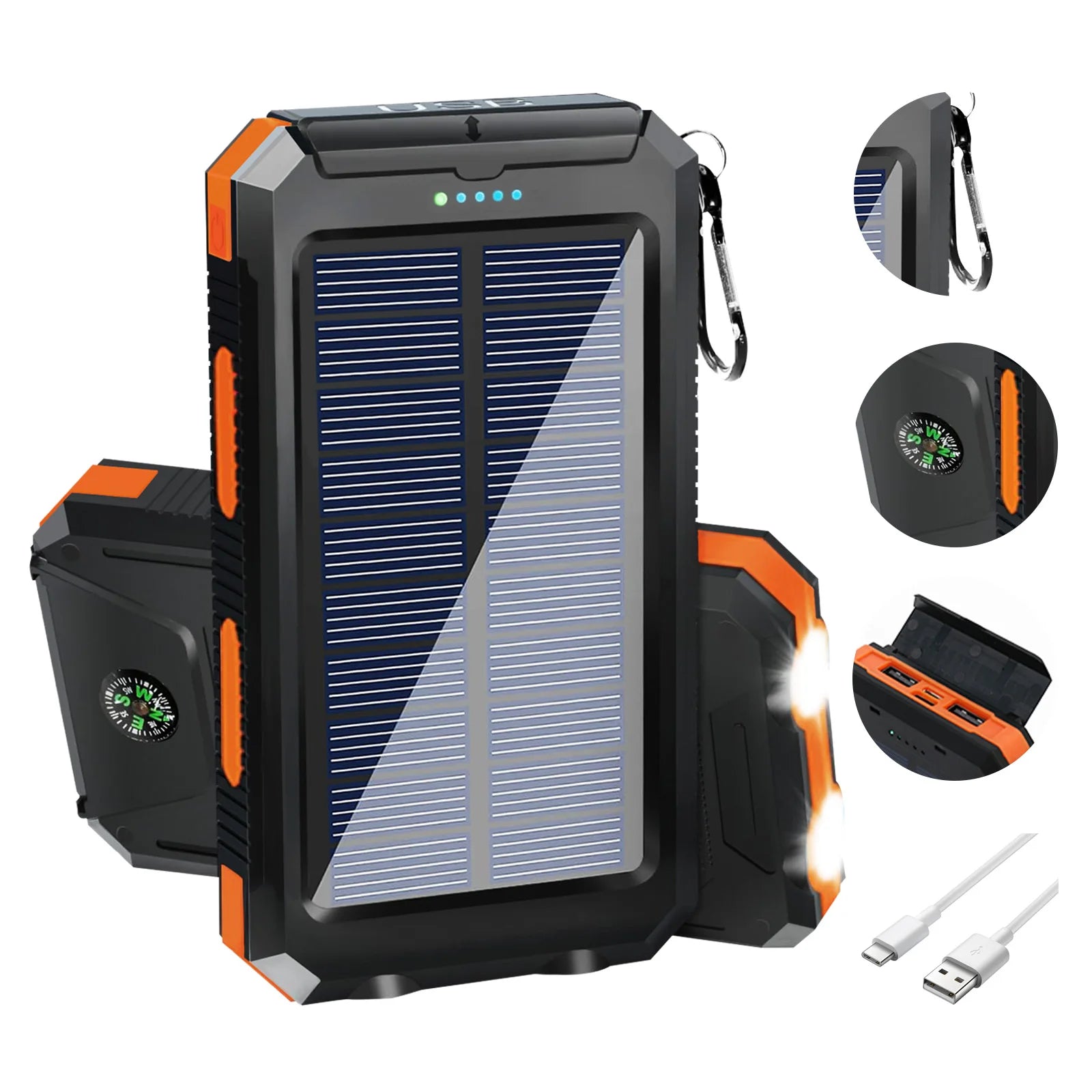 20000mAh Portable Solar Power Bank – Dual USB & LED Flashlight