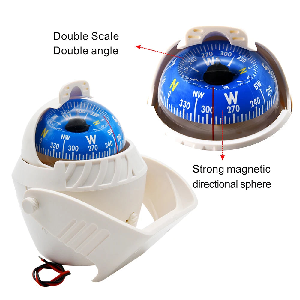 Waterproof Marine Compass – LED Night Light Nautical Navigation