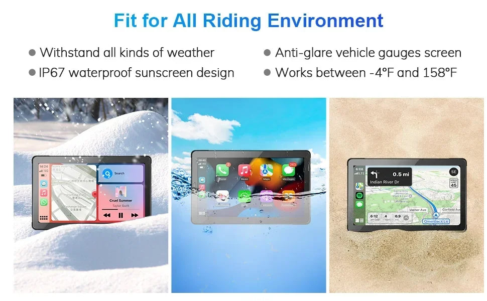 5–7" CarPlay & Android Auto DVR – Wireless GPS Display for Car & Motorcycle