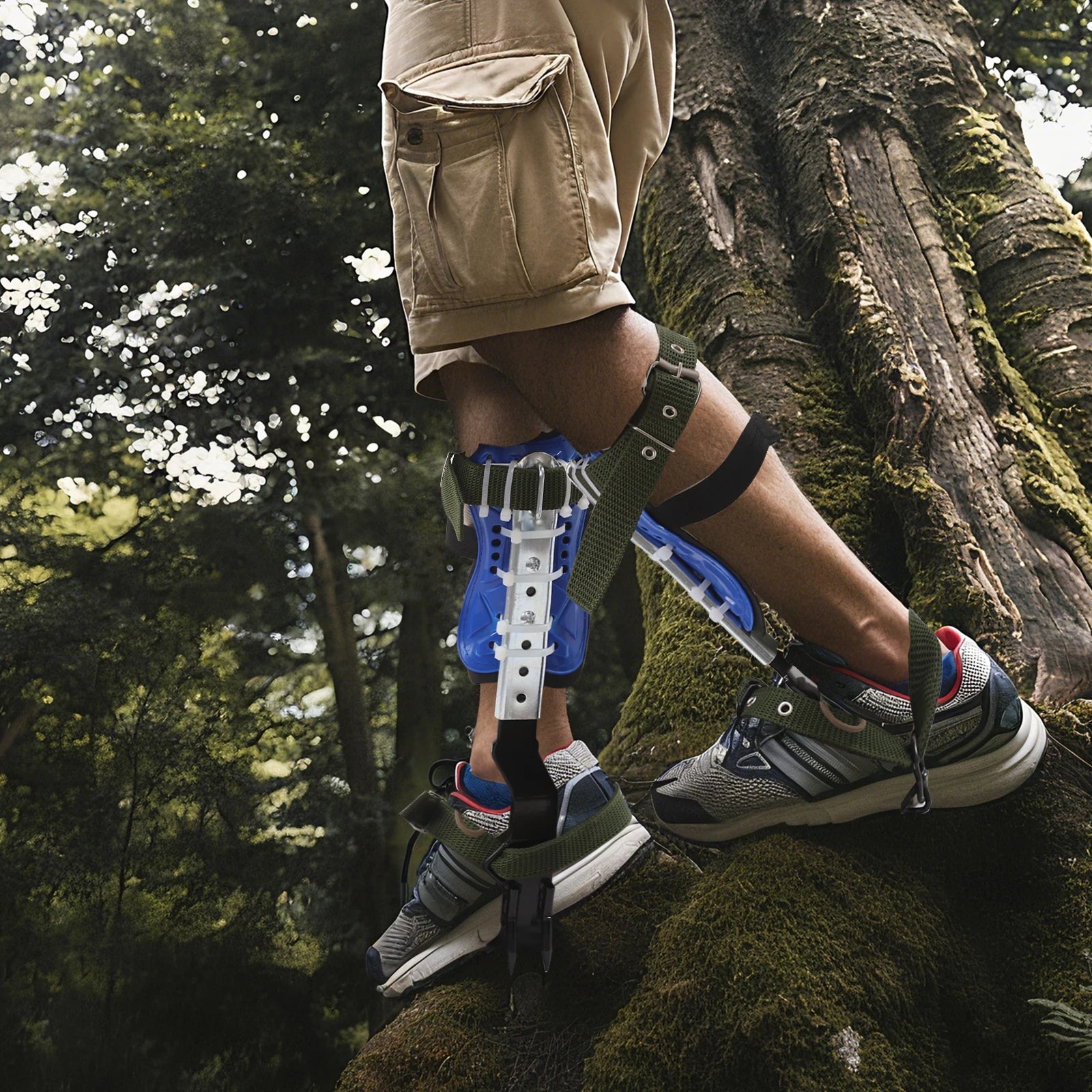 Adjustable Blue Tree Climbing Spikes with Straps – 150kg Load
