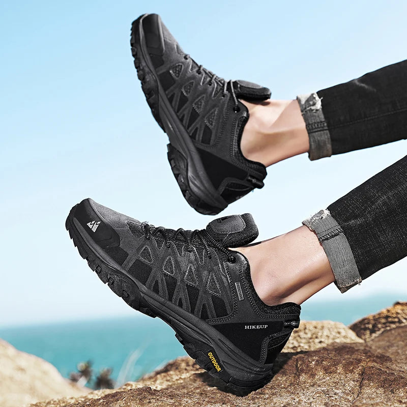 HIKEUP Men’s Hiking Shoes – Breathable Lace-Up Trekking Sneakers