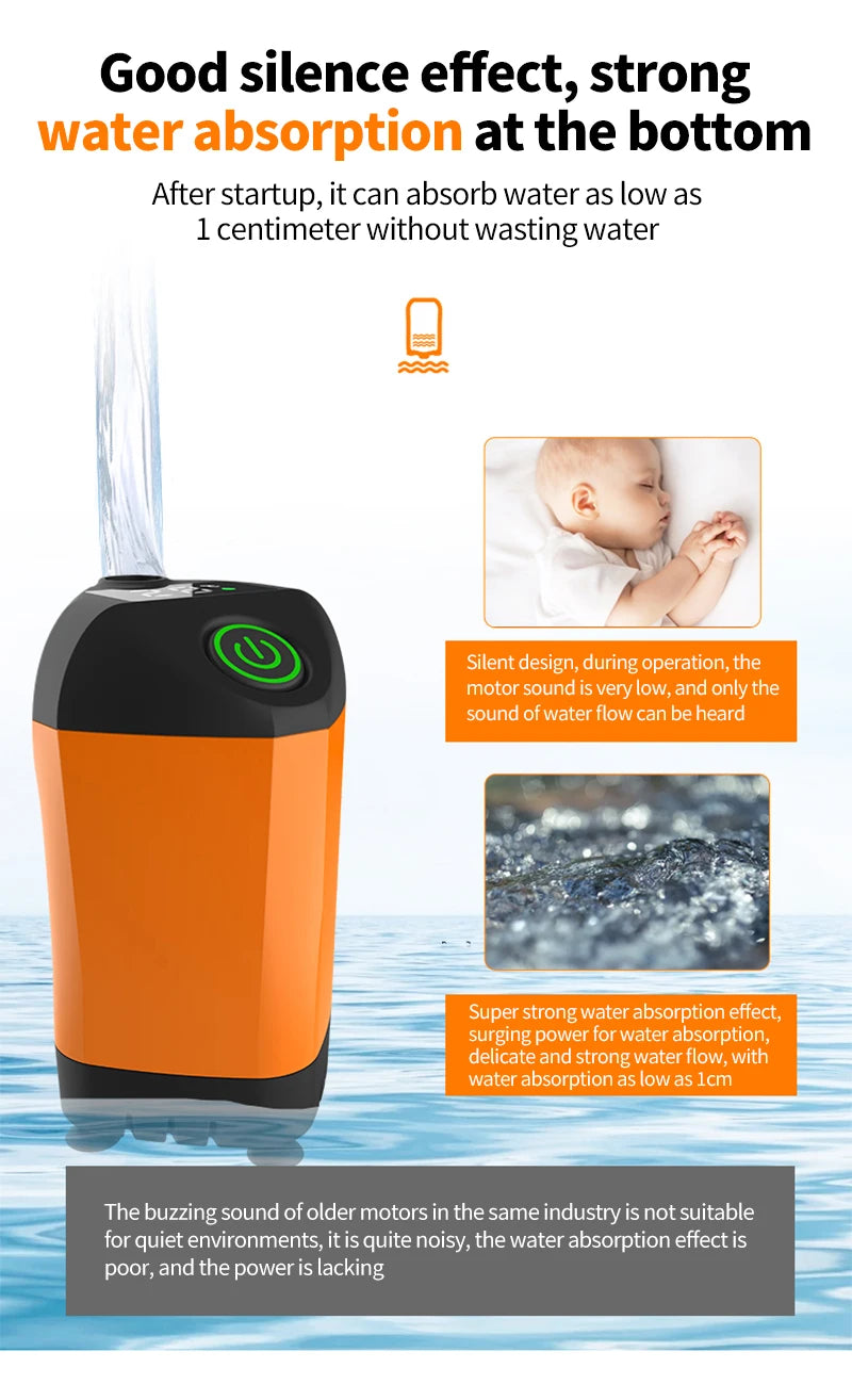 Portable USB Rechargeable Electric Shower Pump – Waterproof Camping Shower