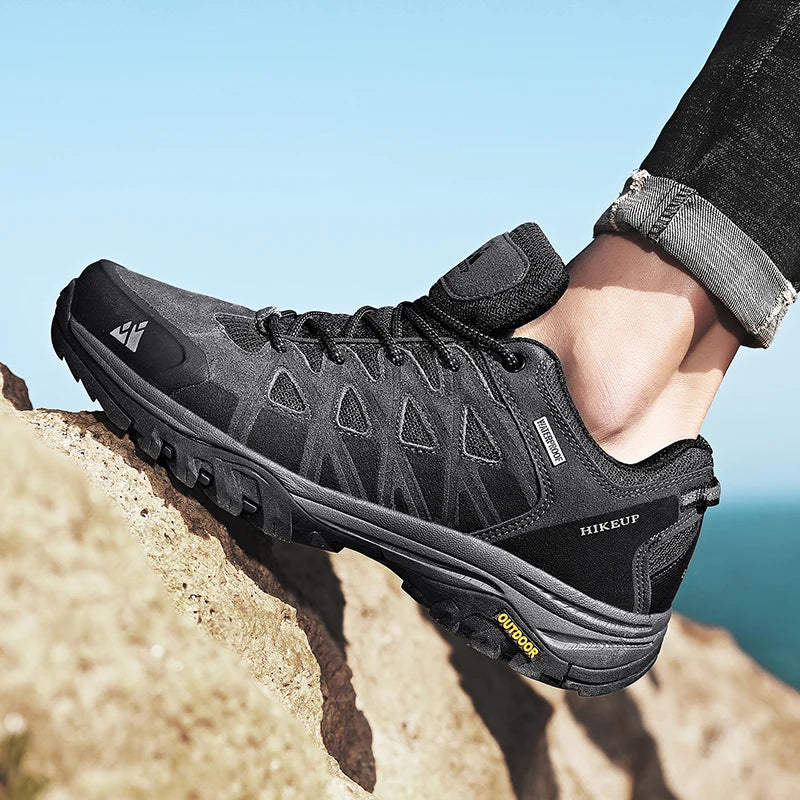 HIKEUP Men’s Hiking Shoes – Breathable Lace-Up Trekking Sneakers