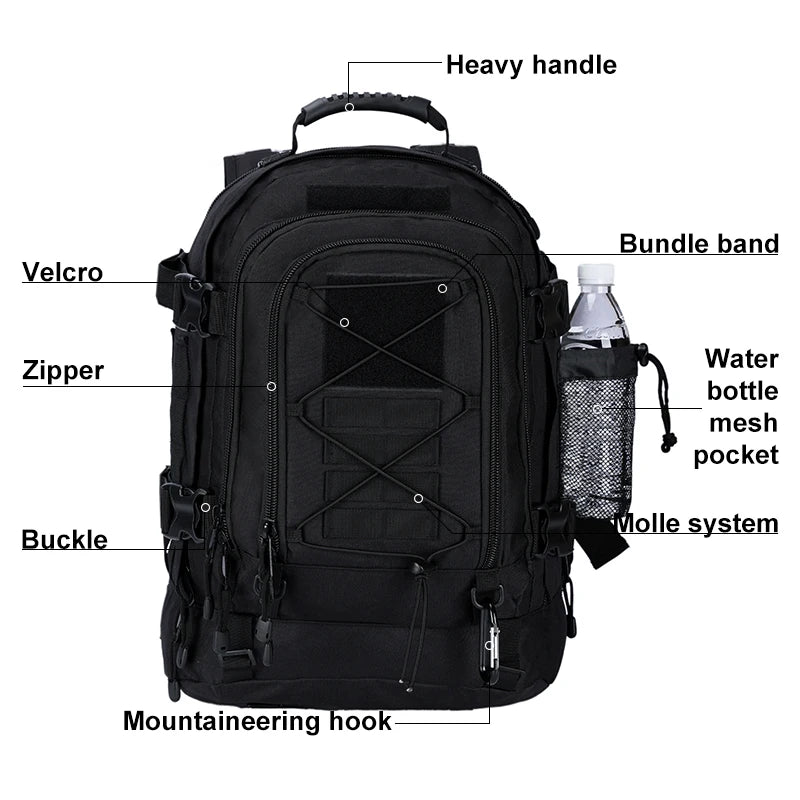 60L Tactical Military Backpack – Molle Assault Rucksack for Outdoor Adventures