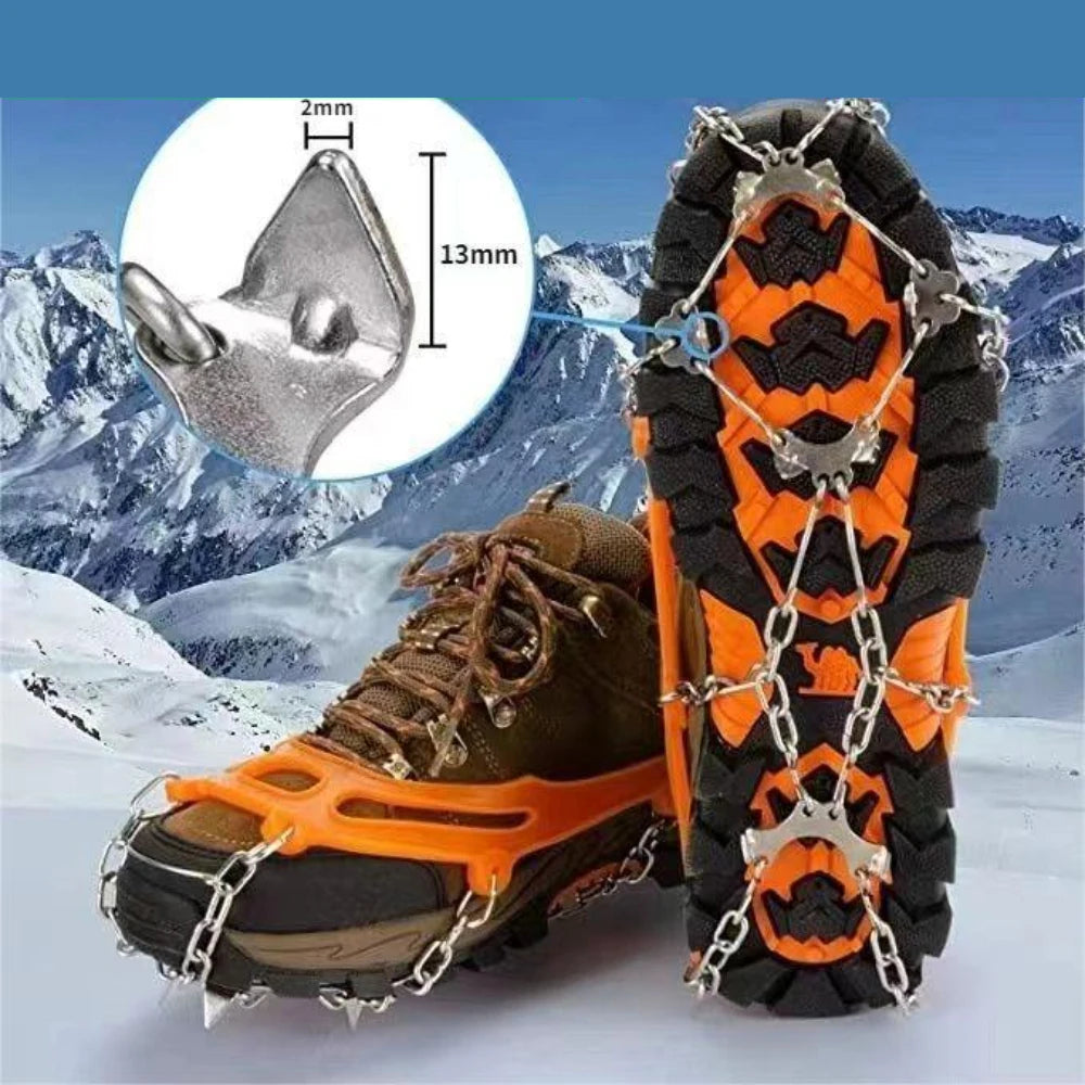 10-Tooth Stainless Steel Chain Crampons – Non-Slip Mountaineering Shoe Covers