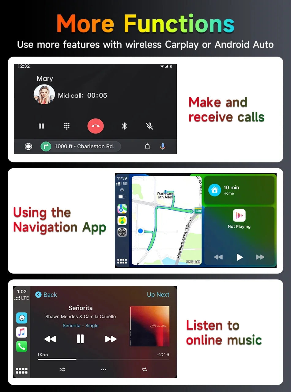 5–7" CarPlay & Android Auto DVR – Wireless GPS Display for Car & Motorcycle
