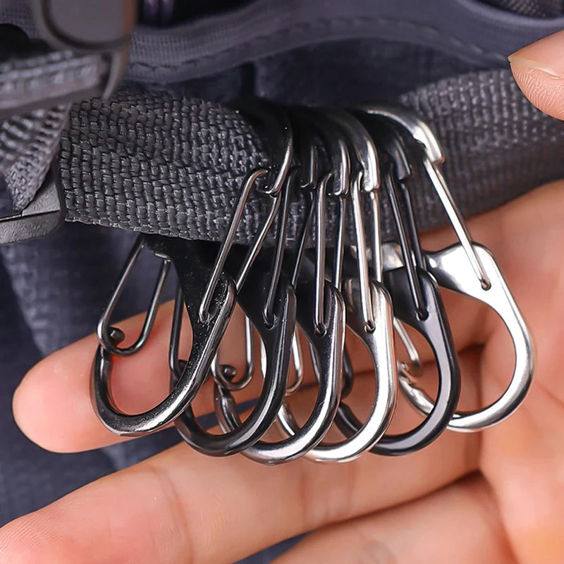 5PCS Tactical S-Type Carabiners – Aluminum Alloy Mini Keychain Hooks