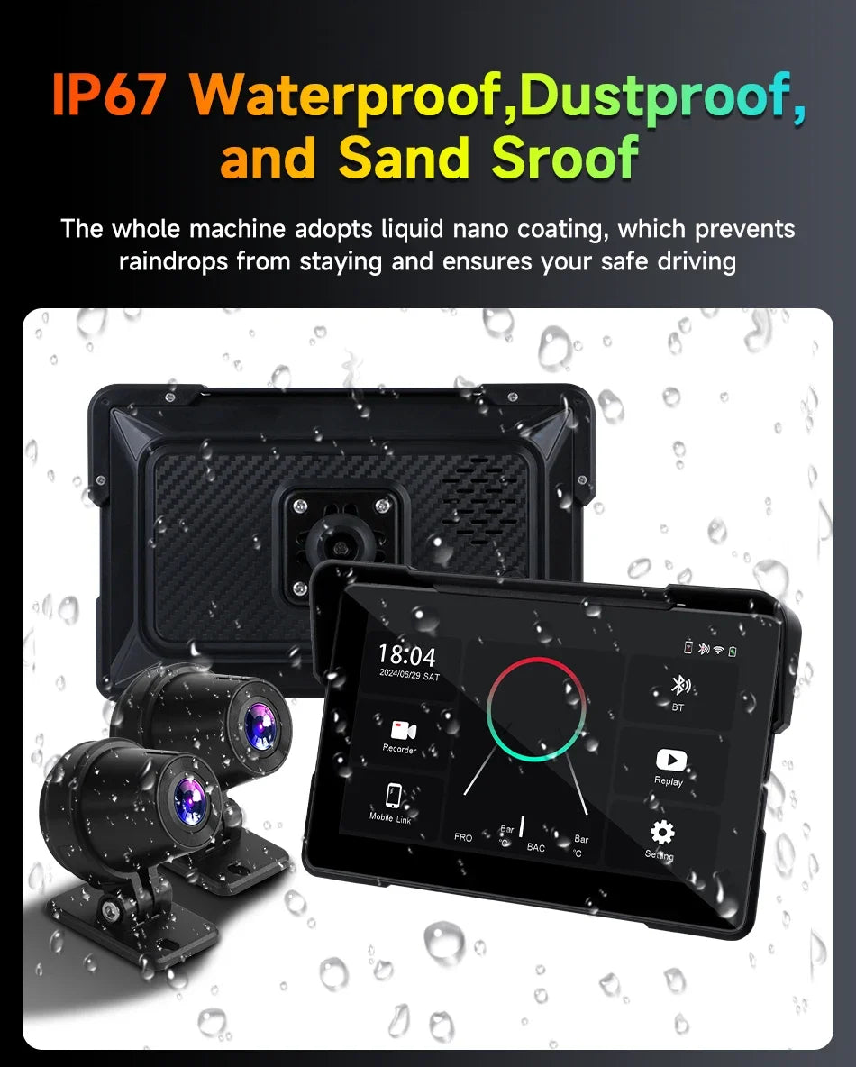 5–7" CarPlay & Android Auto DVR – Wireless GPS Display for Car & Motorcycle