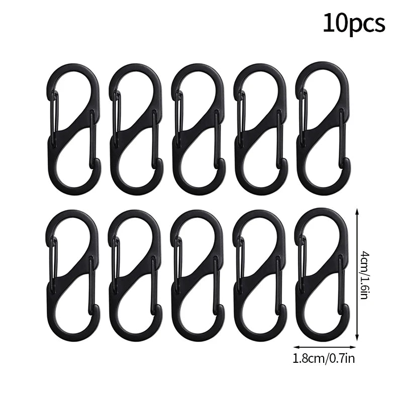 5PCS Tactical S-Type Carabiners – Aluminum Alloy Mini Keychain Hooks