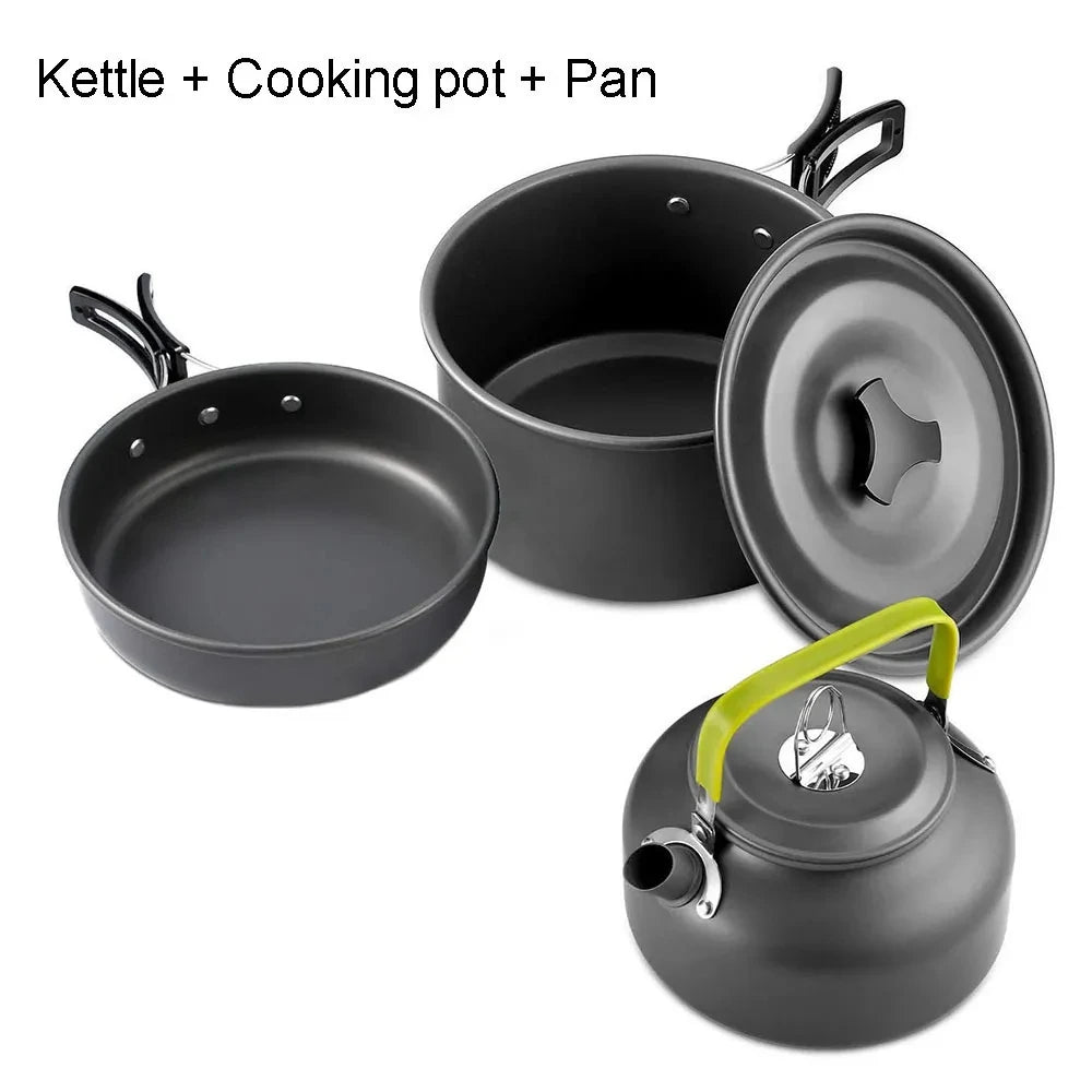 Camping Cookware Set – Non-Stick Teapot & Pots for 2–3 People